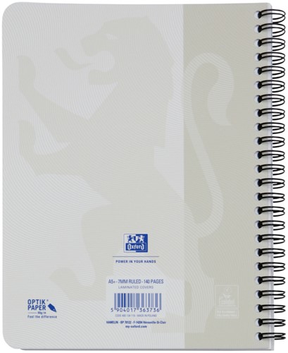 Bloc à spirale Oxford Touch A5 ligné 140pages 80g gris clair 1 Stuk-2