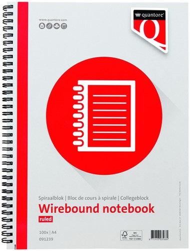 Bloc de cours Quantore A4 ligné spirale 200 pages 70g 1 Stuk
