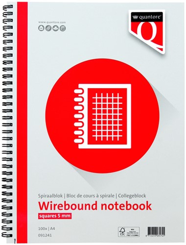 Bloc de cours Quantore A4 carreaux 5mm spirale 200 pages 70g 1 Stuk
