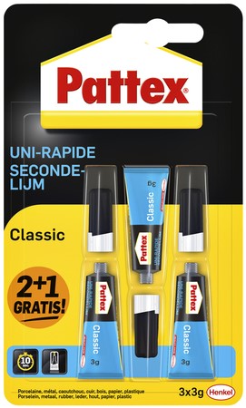 SECONDELIJM PATTEX CLASSIC 3GR 2+1 GRATIS 3 Stuk