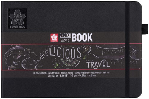 Schetsboek Sakura 80 zwarte vellen 210x148mm zwart 1 Stuk