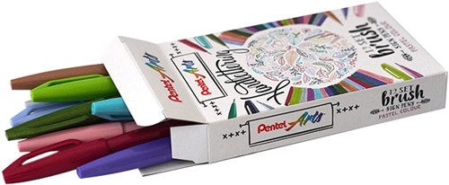 Brushpen Pentel Sign SES15C pastel assorti 12 Stuk