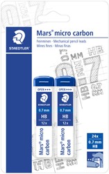 Mine portemine Staedtler Mars Carbon Micro 0,7mm HB blister 2 pièces 2 Stuk