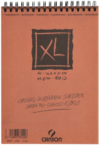 Schetsblok Canson XL A5 60v 90gr spiraal 1 Stuk