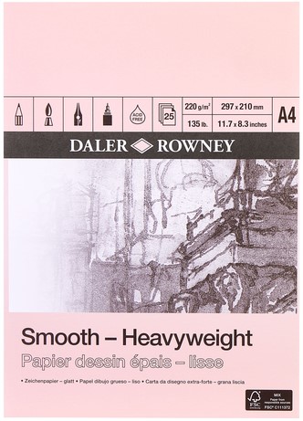 Papier dessin Daler Rowney épais lisse 220g A4 25 feuilles blanc 1 Stuk