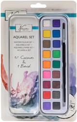 Peinture aquarelle Nassau Art boîte de 18 godets et pinceau 1 Stuk