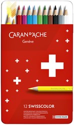 Crayon de couleur Caran d'Ache Swisscolor boîte 12 pièces assorti 12 Stuk