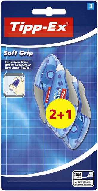Roller correcteur Tipp-ex Soft Grip 4,2mmx10m blister 2+1 gratuit 3 Stuk  bij Bonnet Office Supplies