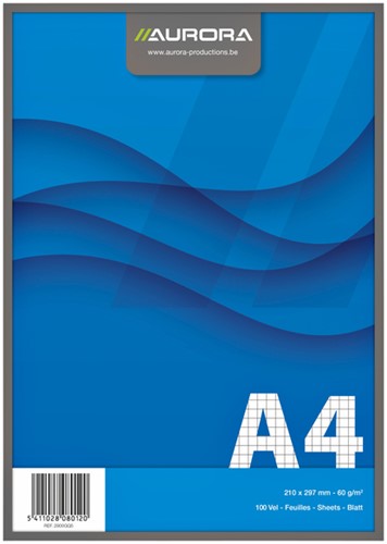 Schrijfblok Aurora A4 ruit 5x5mm 100vel 60gr bl 1 Stuk