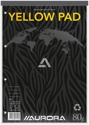 Bloc-notes Aurora Yellow Pad A4 ligné 4 perf 160 pages 80g jaune 1 Stuk