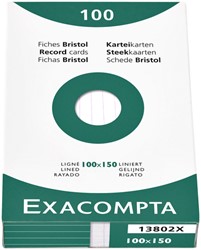 Fiche bristol Exacompta 100x150mm ligné blanc 100 pièces 100 Stuk