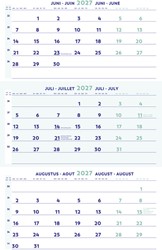 3-Maandkalender 2027 Brepols 30x43cm 1 Stuk