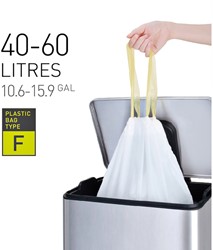 Sac poubelle EKO MDPE type F avec lien coulissant 64x75cm 40-60L blanc 12 pièces 12 Stuk