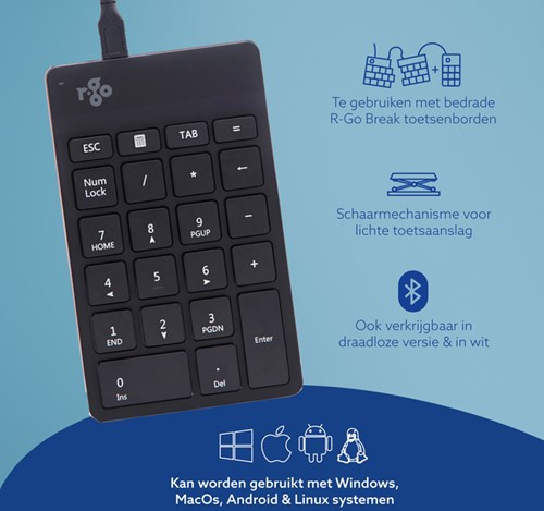 Pavé numérique ergonomique R-Go Break filaire noir 1 Stuk-1