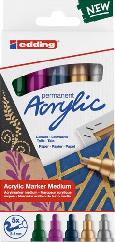 Acrylmarker edding e-5100 M metallic assorti 5st 5 Stuk