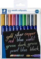 Feutre de calligraphie Staedtler Metallic étui 10 couleurs assorti 10 Stuk