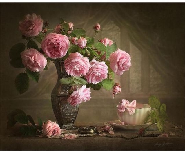 Peinture par numero vase avec roses 1 Stuk bij Bonnet Office Supplies