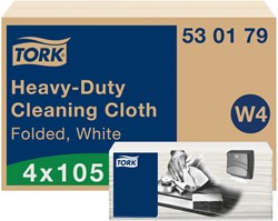 Chiffon de nettoyage Tork Premium Heavy-Duty W4 530179 plié 1 épaisseur 4x 105fls blanc 4 pak