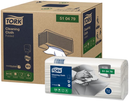 Chiffon de nettoyage Tork Premium W4 510479 plié 1 épaisseur 4x 120 feuilles blanc 4 pak-2