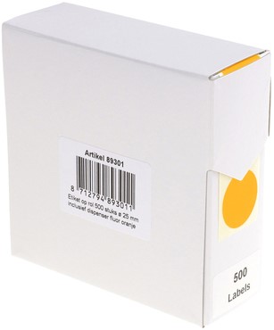Etiket Rillprint 25mm 500st op rol fluor oranje 1 Rol