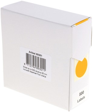 Etiket Rillprint 25mm 500st op rol fluor oranje 500 etiket
