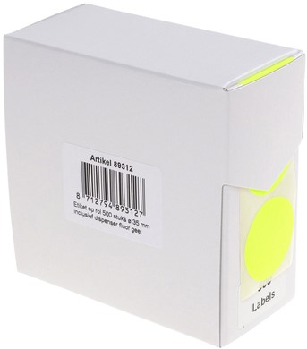 Etiket Rillprint 35mm 500st op rol fluor geel 1 Rol