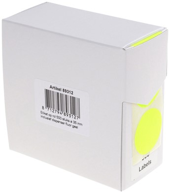 Etiket Rillprint 35mm 500st op rol fluor geel 500 etiket