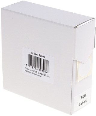 Etiket Rillprint 25mm 500st op rol wit 500 etiket