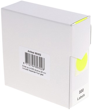 Etiket Rillprint 25mm 500st op rol fluor geel 1 Rol
