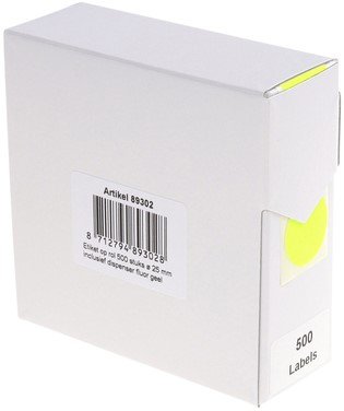 Etiket Rillprint 25mm 500st op rol fluor geel 500 etiket