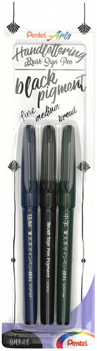 Feutre pinceau Pentel XSESP15 noir blister 3 pièces 3 Stuk