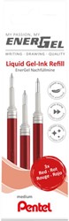 Gelschrijvervulling Pentel LR7 Energel M 3st rood 3 Stuk