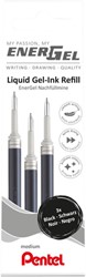 Recharge roller Pentel Energel LR7 Medium noir set 3 pièces 3 Stuk
