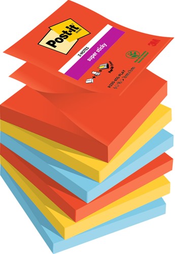Memoblok  Post-it Z-Notes R330 Super Sticky Play 6 Stuk