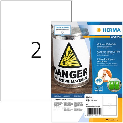 Etiket HERMA 9541 A4 210x148mm weervast folie wt 40 Vel