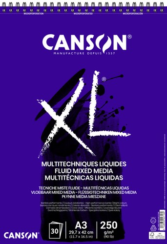 Mixed mediapapier Canson XL 250gr A3 extra wit 1 Stuk