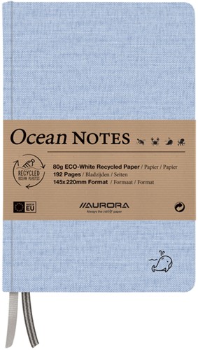 Notitieboek Aurora Ocean A5 192blz lijn 80gr blauw 1 Stuk