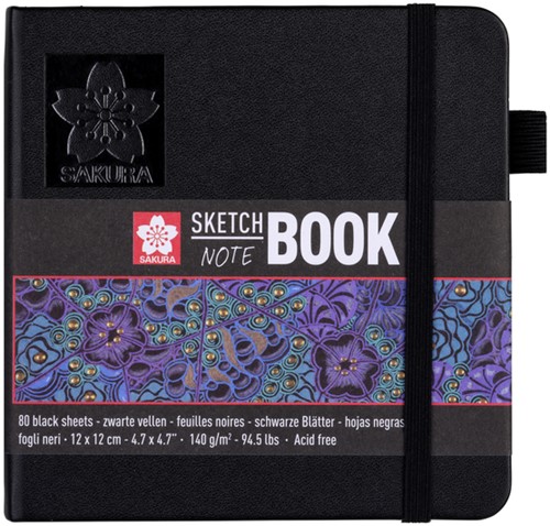 Schetsboek Sakura 80 zwarte vellen 120x120mm zwart 1 Stuk
