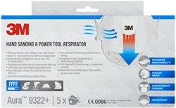 Masque de protection 3M Aura ponçage 9322+ FFP2 soupape 5 pièces 5 Stuk
