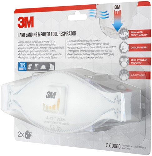 Masque de protection 3M Aura ponçage 9322 FFP2 avec valve 2 pièces 2 Stuk-2
