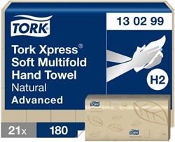 Handdoek Tork H2 Advanced 2laags 213x240mm naturel 21 pak