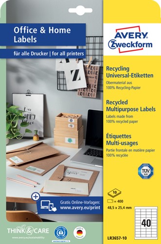 Etiket Avery LR3657-10 48.5x25.4 recycled wt 400st 10 Vel