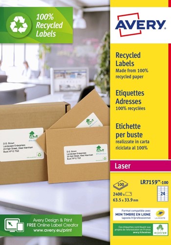 Etiket Avery LR7159 33.9x63.5 recycled wt 2400st 100 Vel