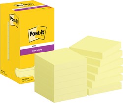 Bloc-mémos Post-it 654 Super Sticky 76x76mm jaune canari 12 pièces 12 Stuk