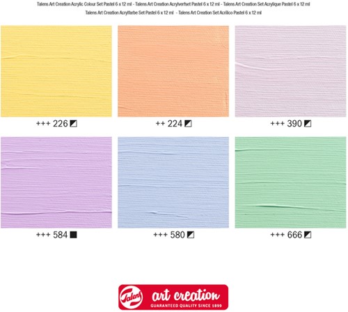 Peinture acrylique Talens Art Creation Pastel 12ml set 6 couleurs 6 Stuk-2