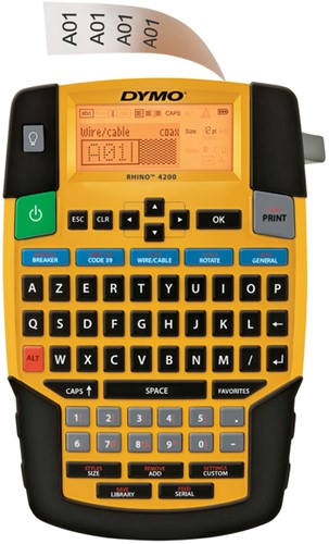 Etiqueteuse Dymo Rhino 4200 Industriel Azerty 19mm jaune coffret 1 Stuk-3