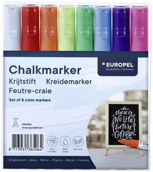 Marqueur craie Europel 3mm assorti étui 8 pièces 8 Stuk-2
