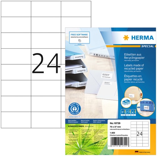 Etiket HERMA recycling 70x37mm wit 80 Vel