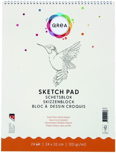 Bloc à croquis Qrea 24x32cm 24 feuilles 120g spirale 24 Vel