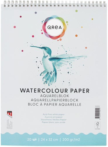 Bloc aquarelle Qrea 24x32cm 20 feuilles 200g spirale 20 Vel
